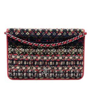 Chanel Cc Quilted Tweed Wallet On Chain